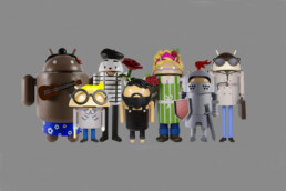 3D printed Android mascots