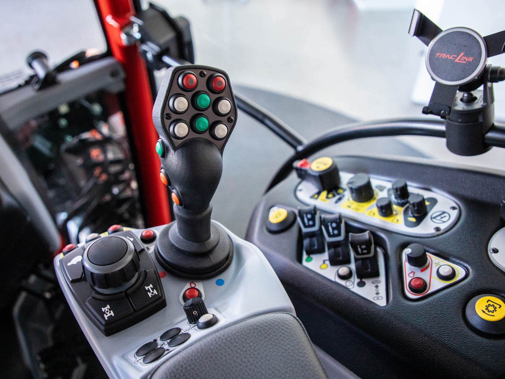 installed 3D printed joystick in an Lindner tractor